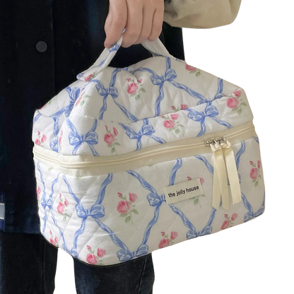 Trousse de Maquillage Fleurie en Coton