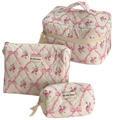 Trousse de Maquillage Fleurie en Coton